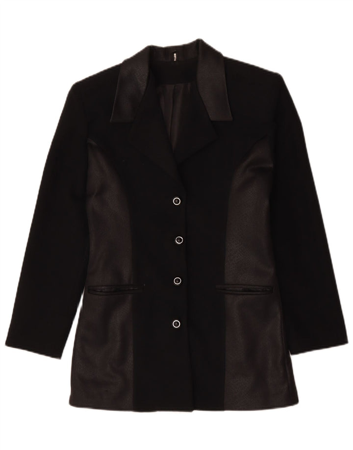 Vintage Womens 4 Button Blazer Jacket UK 10 Small Black