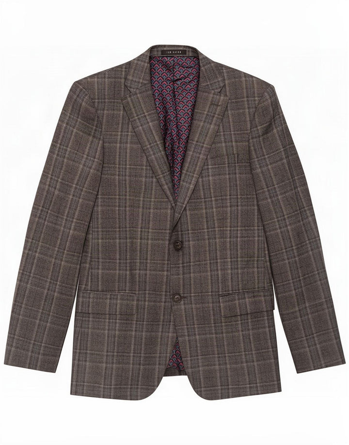Ted Baker Mens 2 Button Blazer Jacket UK 38 Medium Grey Check Wool