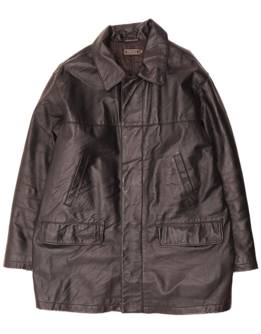 Private Mens Leather Jacket IT 54 2XL Black Leather