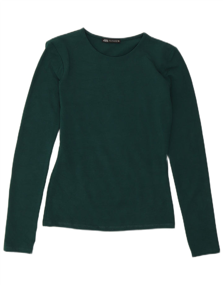 Zara Womens Top Long Sleeve UK 10 Small Green