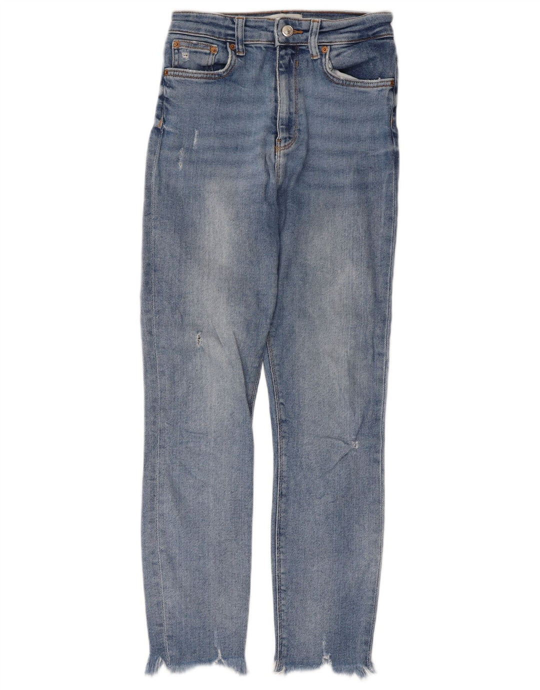 Zara Womens Distressed Slim Jeans EU 38 Small W28 L26 Blue