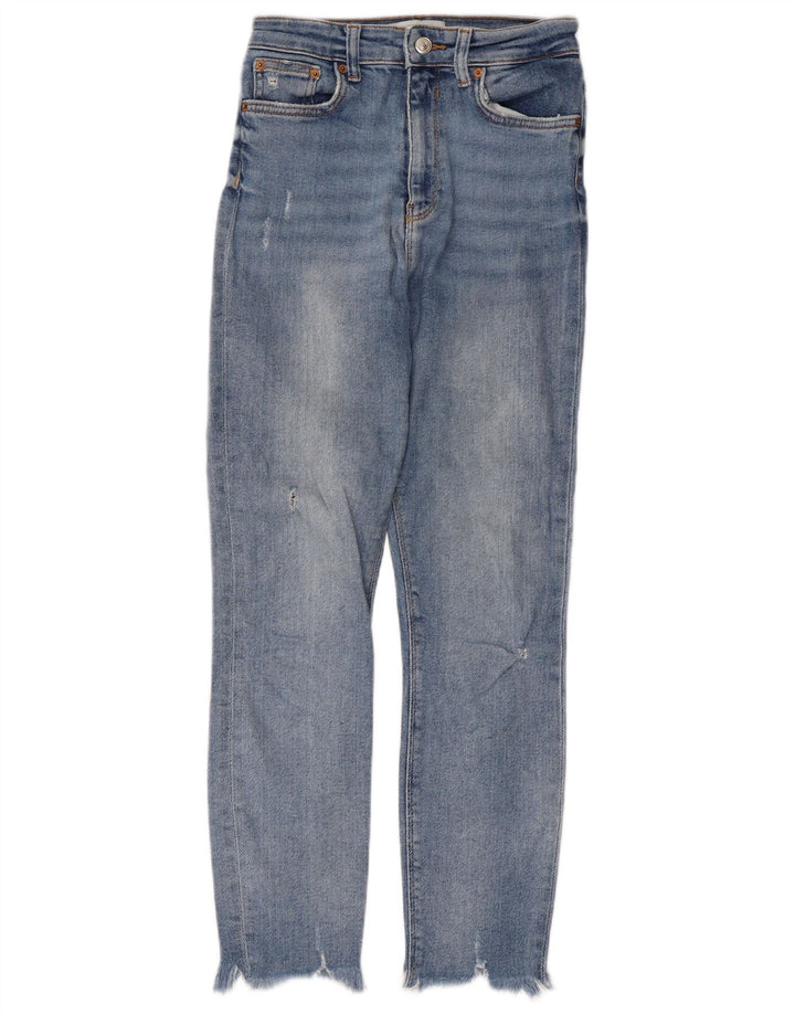 Zara Womens Distressed Slim Jeans EU 38 Small W28 L26 Blue