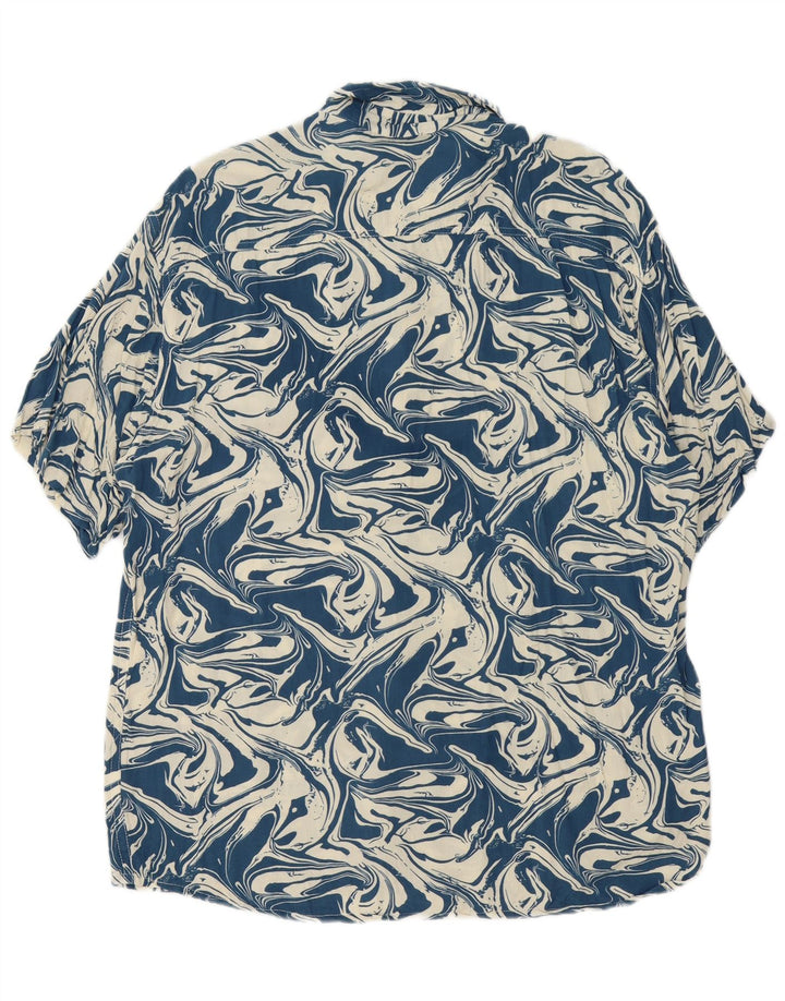 Heartless Mens Abstract Pattern Short Sleeve Shirt 2XL Navy Blue Cotton