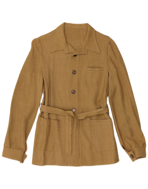 Vintage Womens Overshirt Shirt IT 42 Medium Khaki Viscose Classic