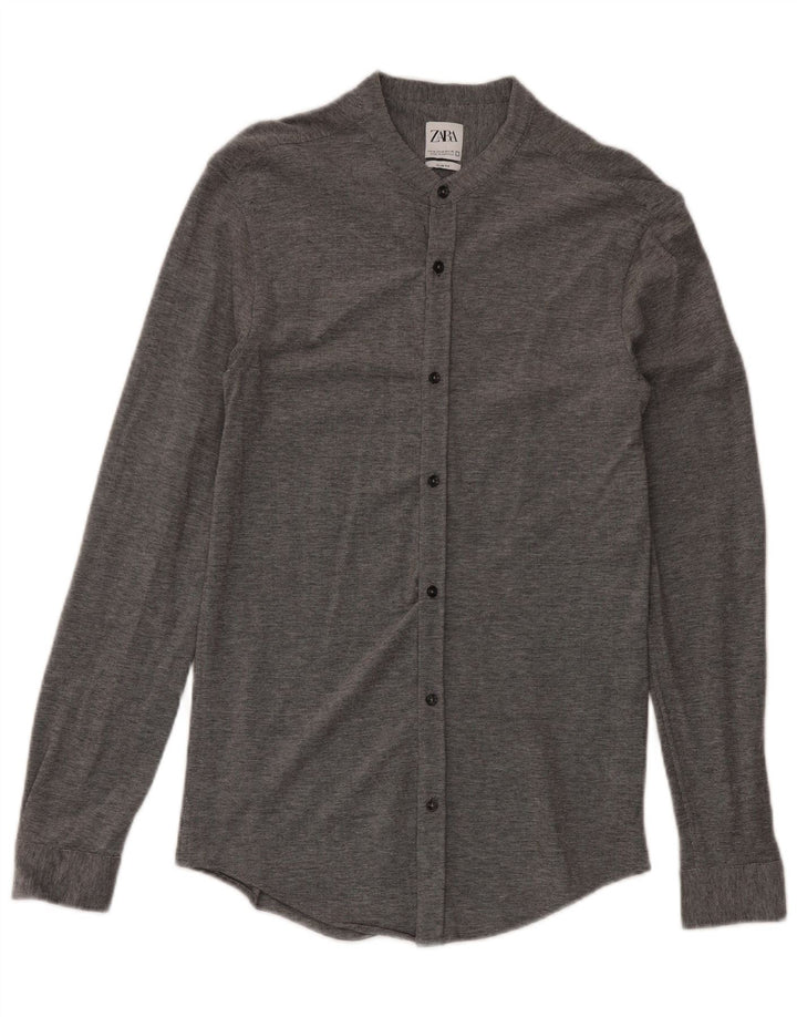 Zara Mens Slim Fit Shirt Medium Grey Cotton