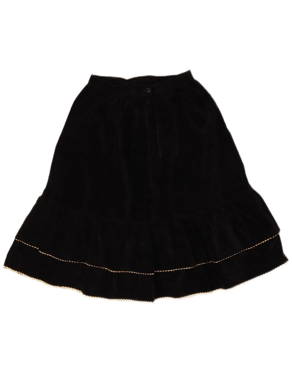 Vintage Womens High Waist Velvet A-Line Skirt IT 42 Medium W26 Black