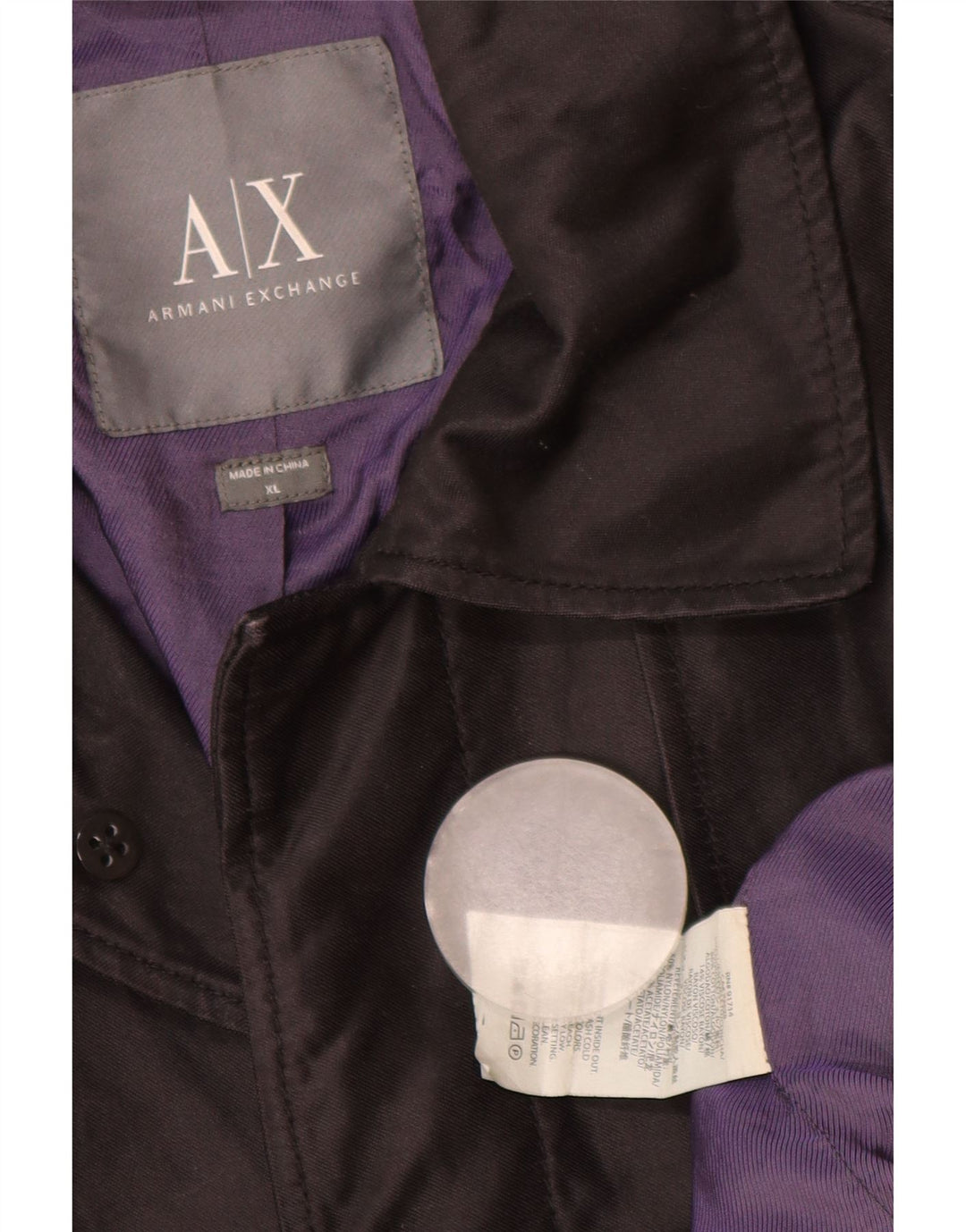 Armani Exchange Mens Trench Coat UK 42 XL Black Cotton