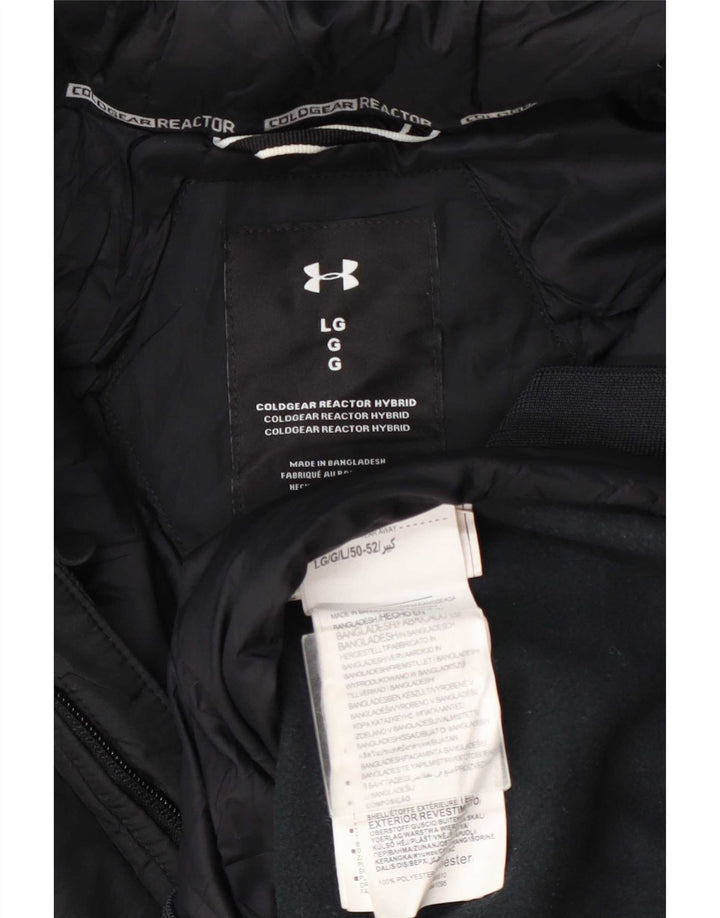 Under Armour Mens Hooded Quilted Jacket UK 40 Large Navy Blue Polyester