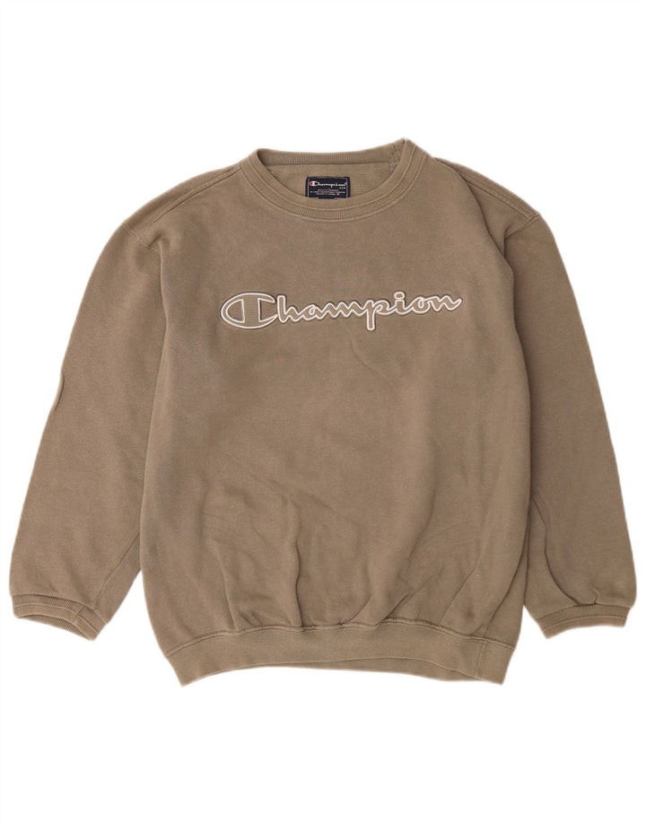 Champion Boys Graphic Sweatshirt Jumper 13-14 Years Beige Cotton