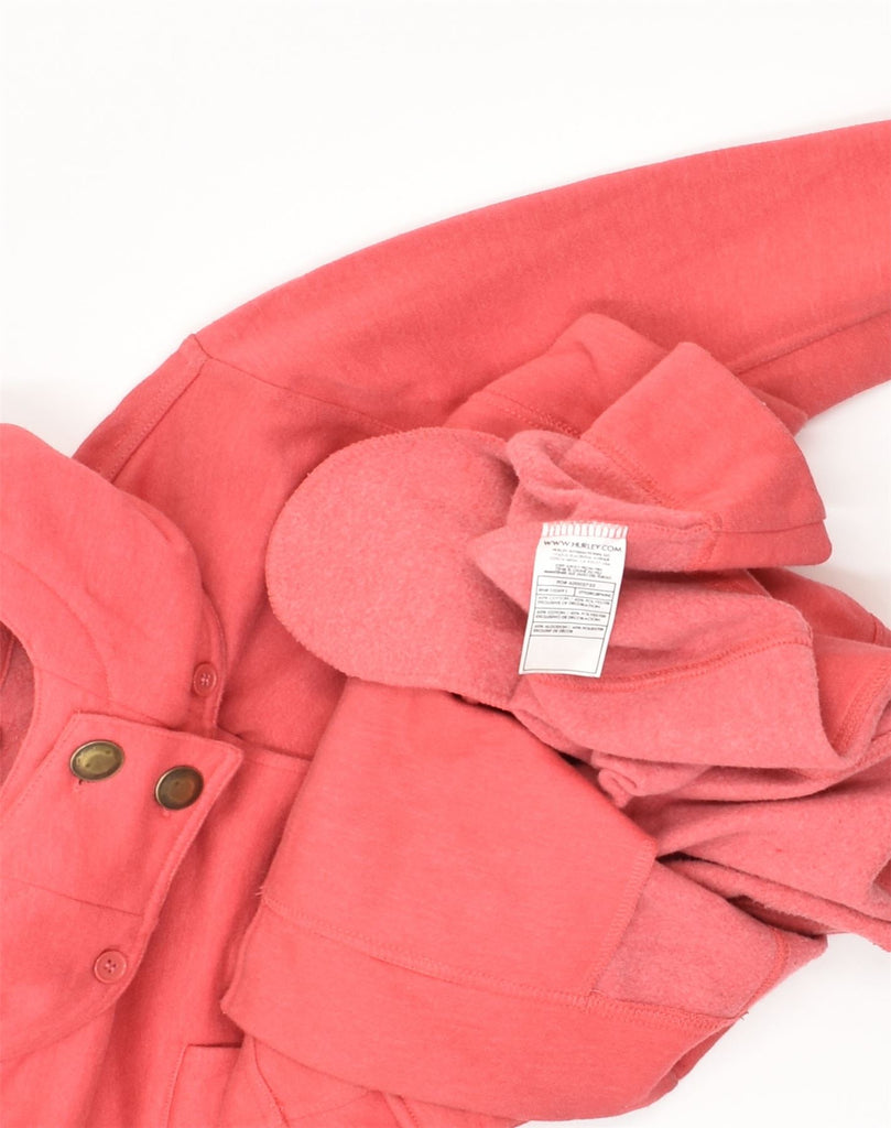 HURLEY Womens Hooded Double Breasted Coat UK 10 Small Pink Cotton | Vintage Hurley | Thrift | Second-Hand Hurley | Used Clothing | Messina Hembry 