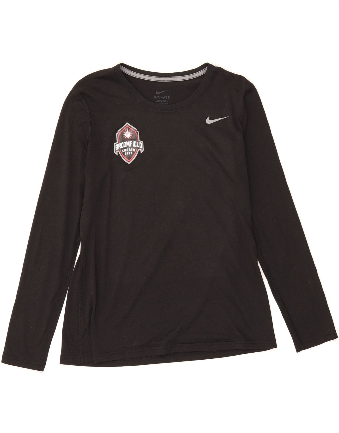 Nike Dri-Fit Graphic Top Damen Langarm UK 16 Large Schwarz Sport