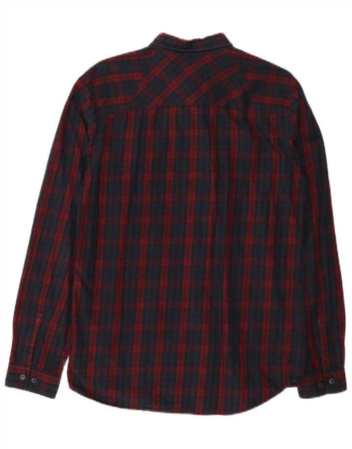 Jack & Jones Mens Flannel Shirt Medium Navy Blue Check Cotton