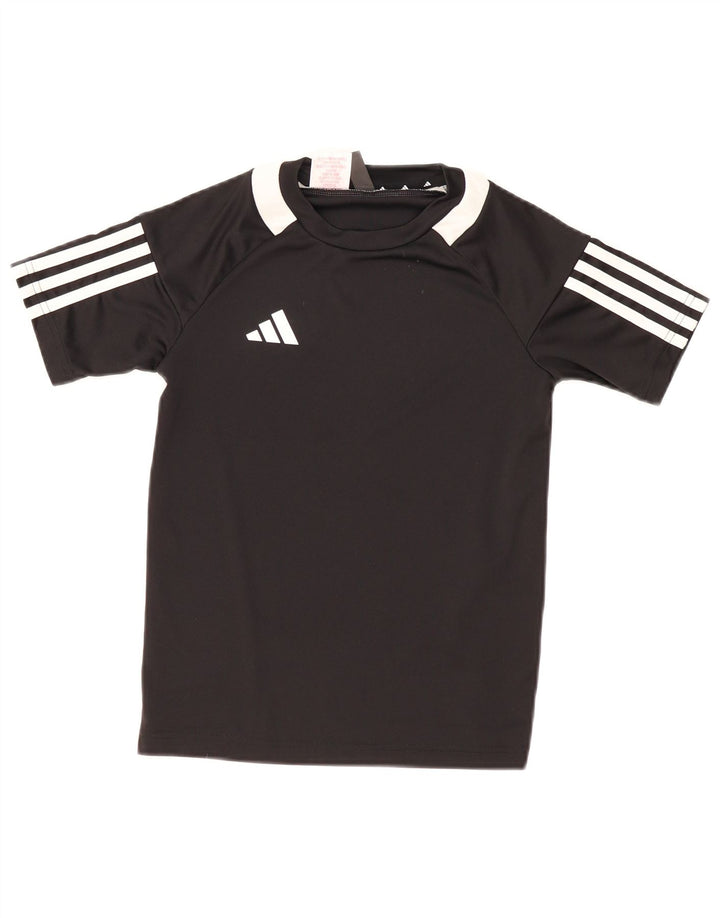 Adidas Boys Aeroready T-Shirt Top 9-10 Years Black Polyester