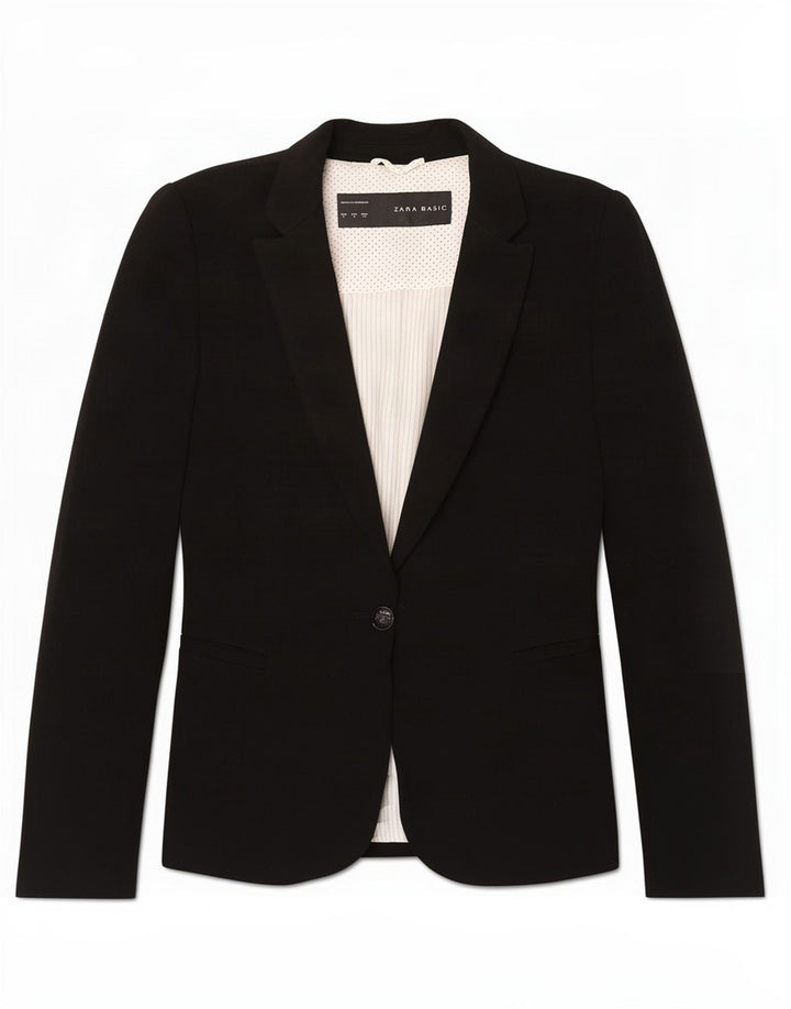 Zara Womens 1 Button Blazer Jacket UK 10 Small Black