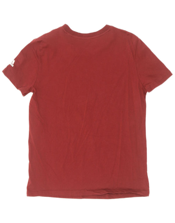 Adidas Womens Slim Fit Graphic T-Shirt Top UK 16/18 Large Burgundy Cotton