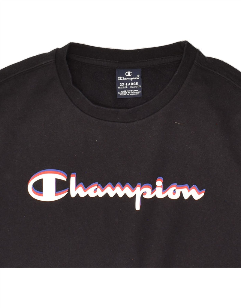 CHAMPION Boys Graphic Sweatshirt Jumper 15-16 Years 2XL Black Vintage Champion and Second-Hand Champion from Messina Hembry 