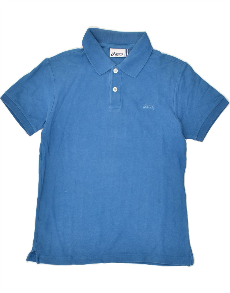 ASICS Boys Polo Shirt 9-10 Years Blue Cotton | Vintage Asics | Thrift | Second-Hand Asics | Used Clothing | Messina Hembry 