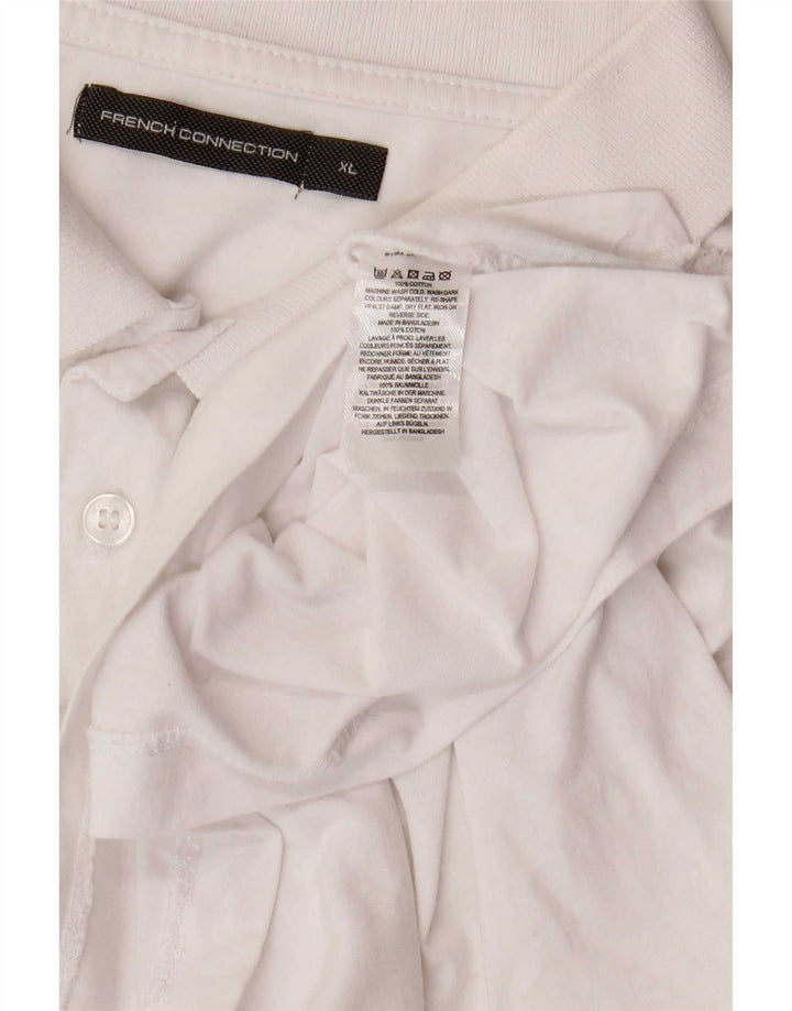 French Connection Mens Polo Shirt XL White Cotton