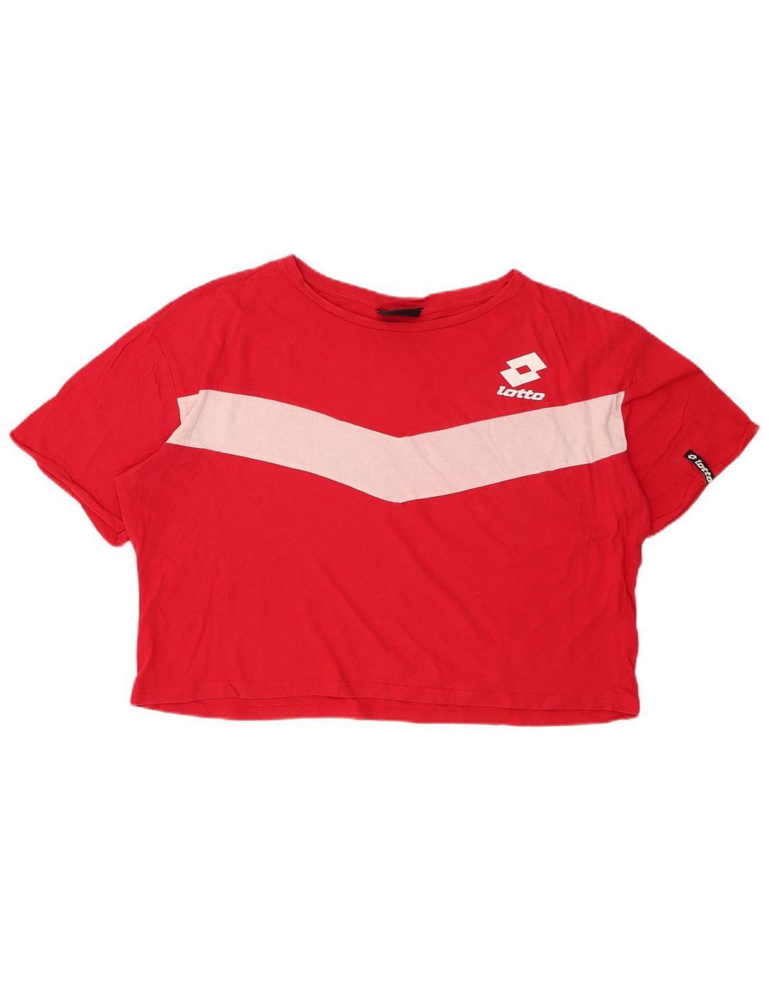 LOTTO Womens Crop Oversized T-Shirt Top UK 18 XL Red Colourblock Cotton