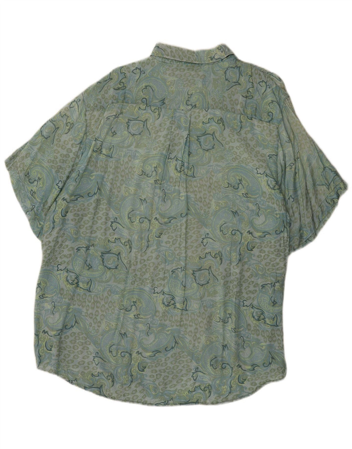 Vintage Mens Short Sleeve Shirt XL Blue Paisley