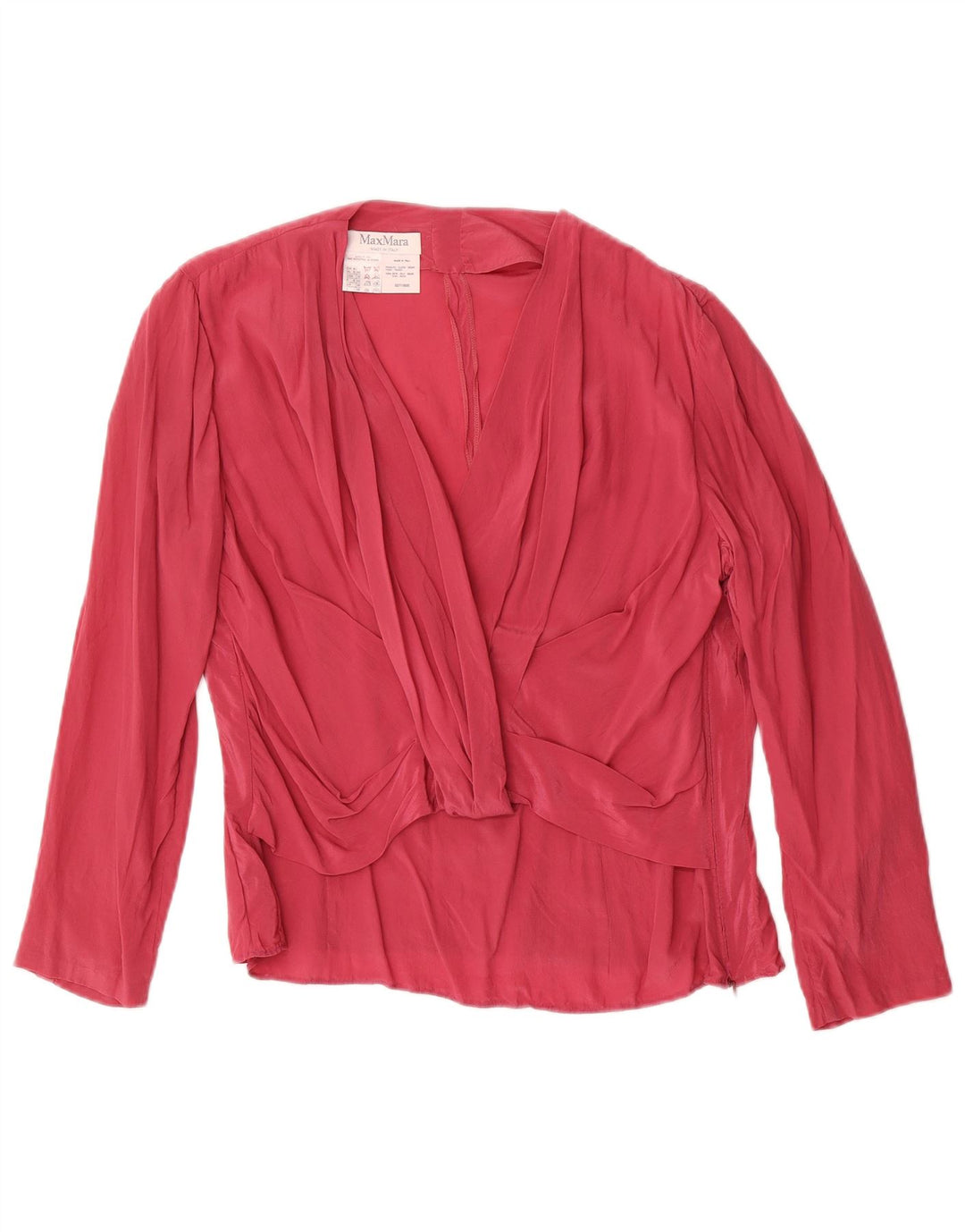Max Mara Womens Long Sleeve Blouse Top UK 16 Large Red Silk