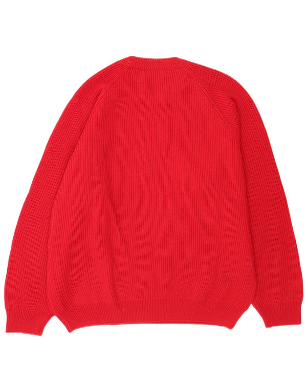Navigare Mens Crew Neck Jumper Sweater 2XL Red Merino Wool