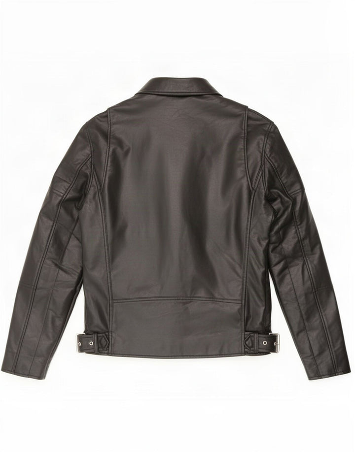 Zara Mens Faux Leather Biker Jacket UK 38 Medium Black