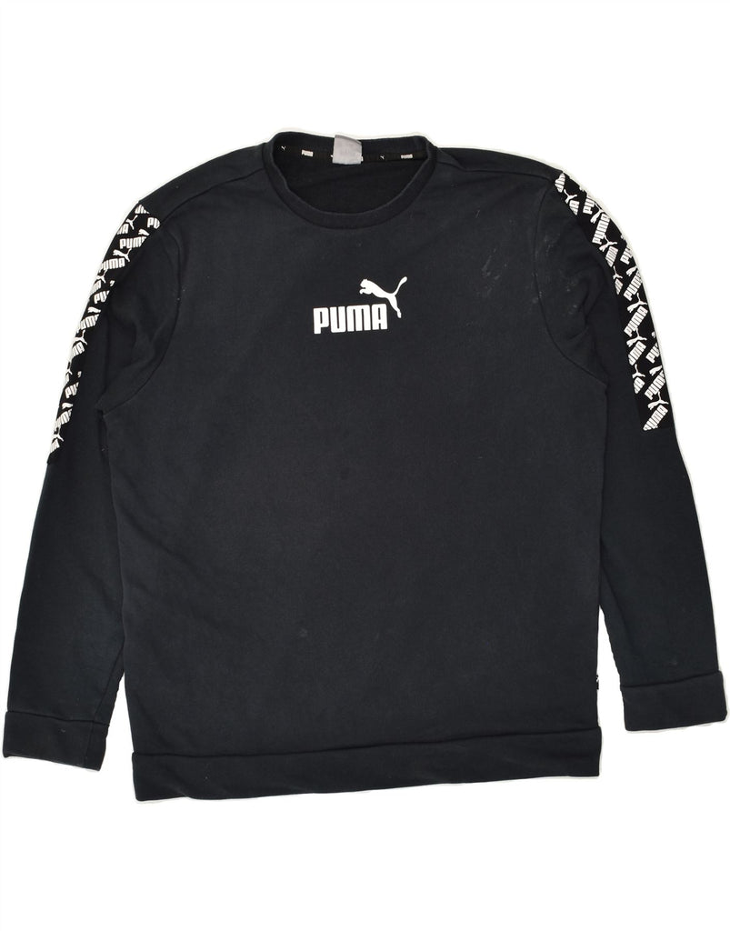 PUMA Mens Graphic Sweatshirt Jumper XL Black | Vintage Puma | Thrift | Second-Hand Puma | Used Clothing | Messina Hembry 