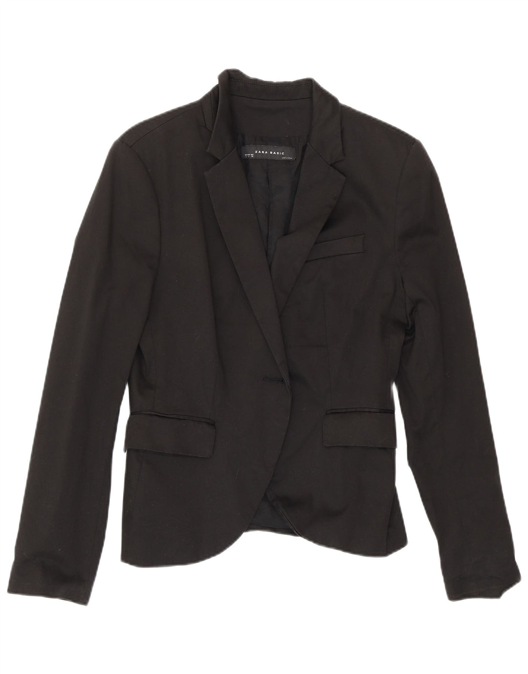Zara Womens Open Blazer Jacket UK 14 Large Black Cotton