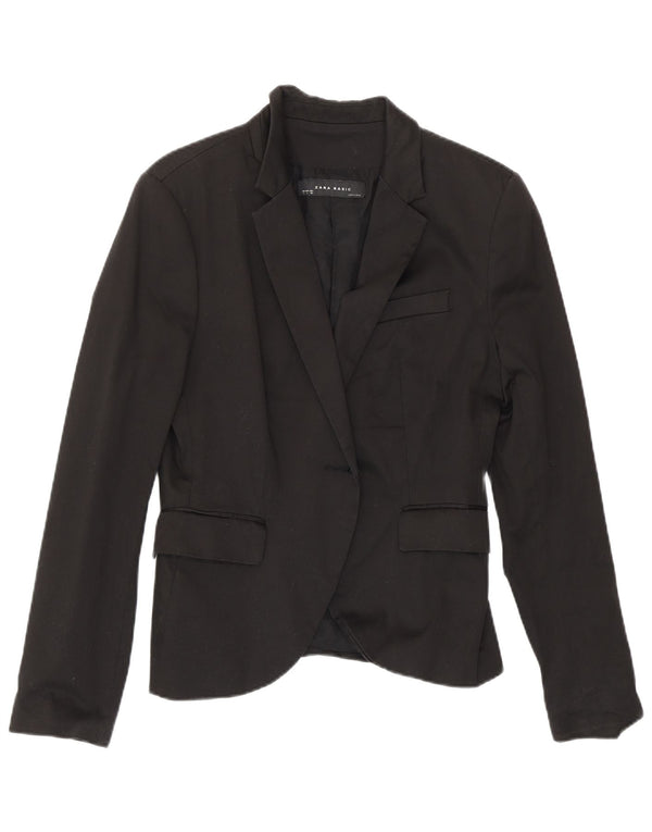 Zara Womens Open Blazer Jacket UK 14 Large Black Cotton