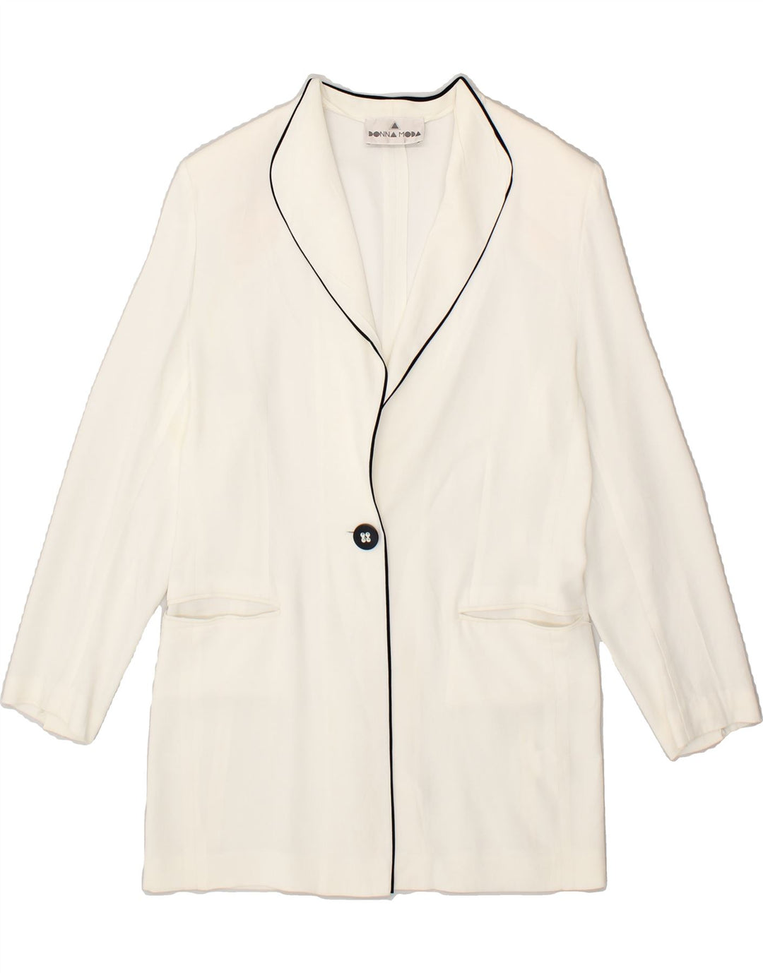 VINTAGE Womens Longline 1 Button Blazer Jacket IT 48 XL White Acetate | Vintage Vintage | Thrift | Second-Hand Vintage | Used Clothing | Messina Hembry 