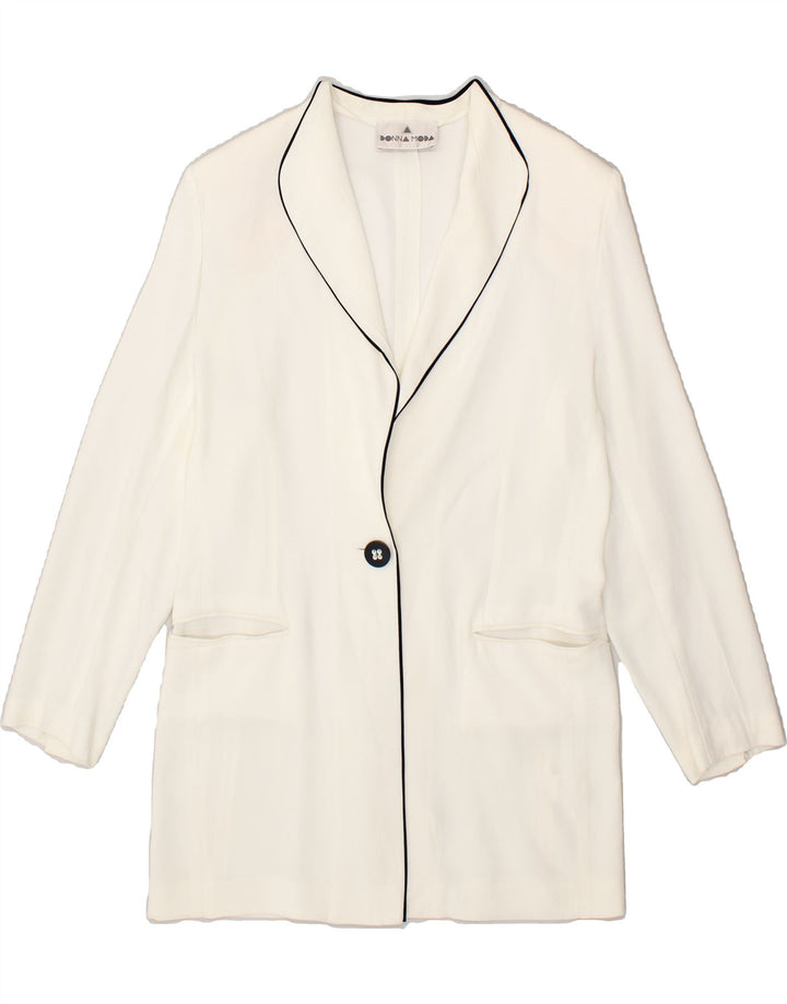 VINTAGE Womens Longline 1 Button Blazer Jacket IT 48 XL White Acetate | Vintage Vintage | Thrift | Second-Hand Vintage | Used Clothing | Messina Hembry 