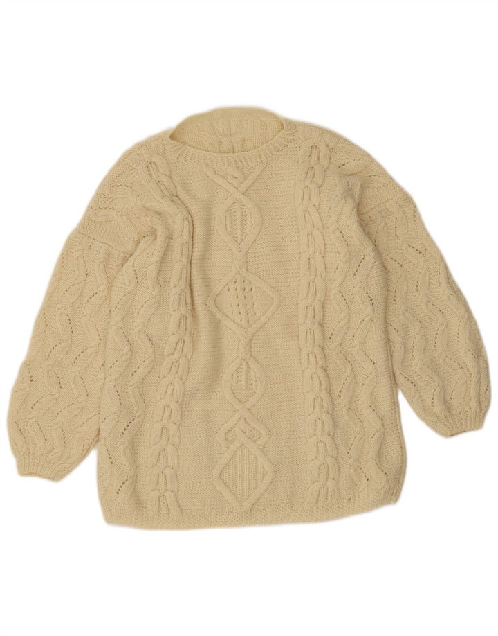 Vintage Womens Crew Neck Jumper Sweater UK 16 Large Beige