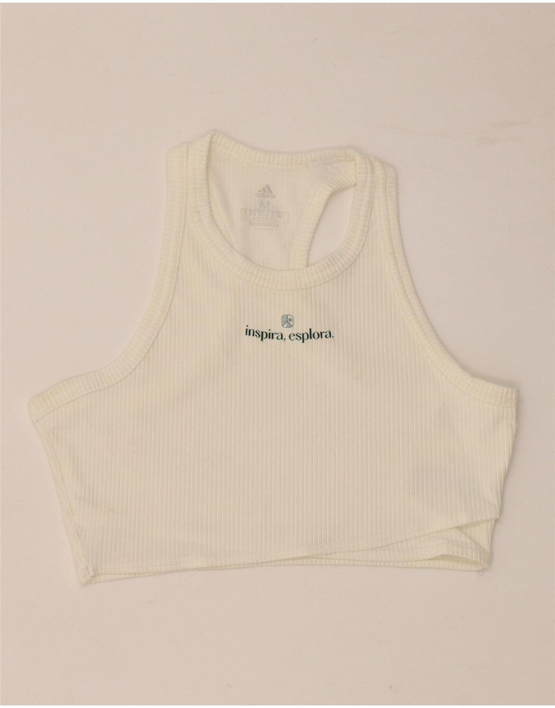 ADIDAS Womens Aeroready Crop Vest Top UK 12/14 Medium White Polyamide