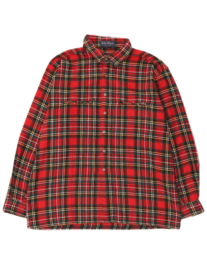 Vintage Mens Flannel Shirt XL Red Check Wool