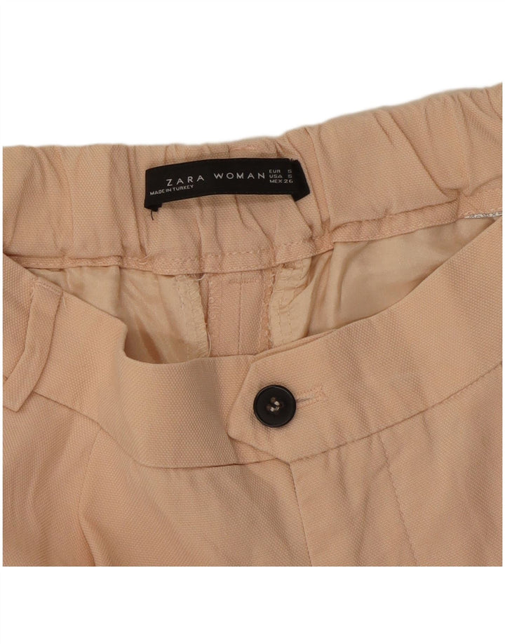 Zara Womens Pegged Capri Trousers Small W26 L22 Beige