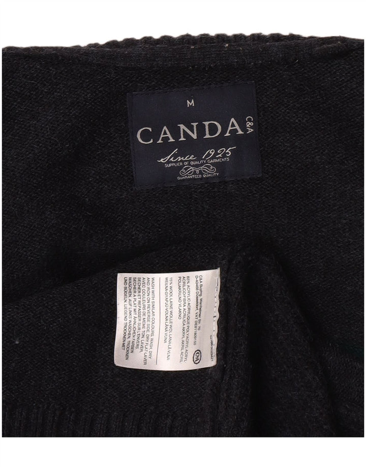 Canda Mens Roll Neck Jumper Sweater Medium Navy Blue Fair Isle Acrylic