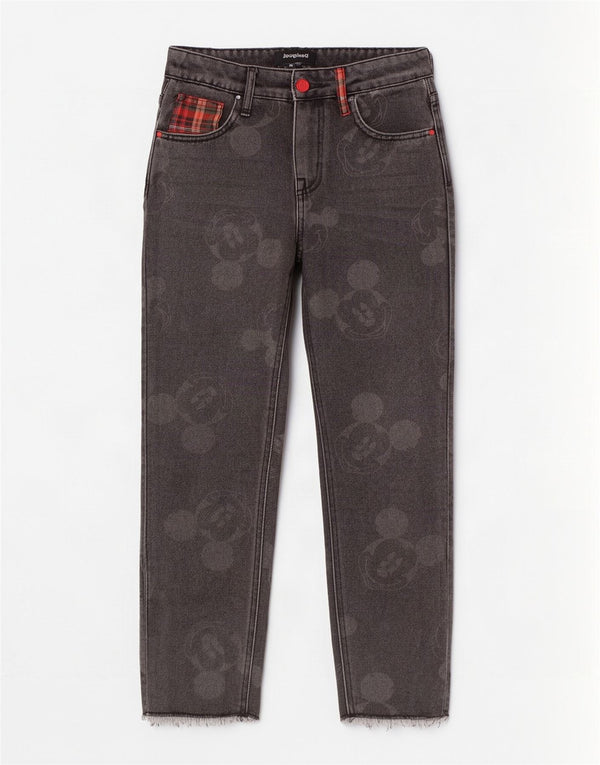 Desigual Womens Mickey Mouse Graphic High Waist Jeans W24 L27 Black Cotton