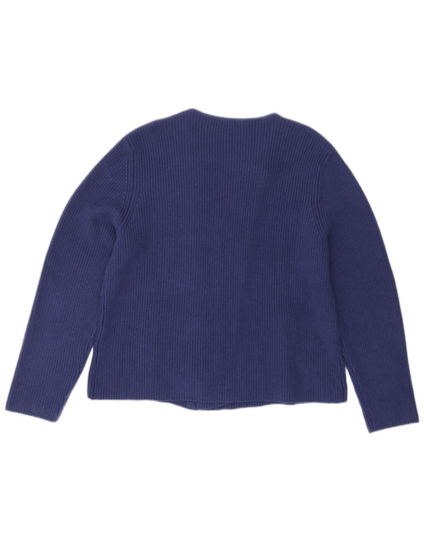Laura Ashley Womens Full Zip Cardigan Sweater UK 18 XL  Navy Blue Cotton