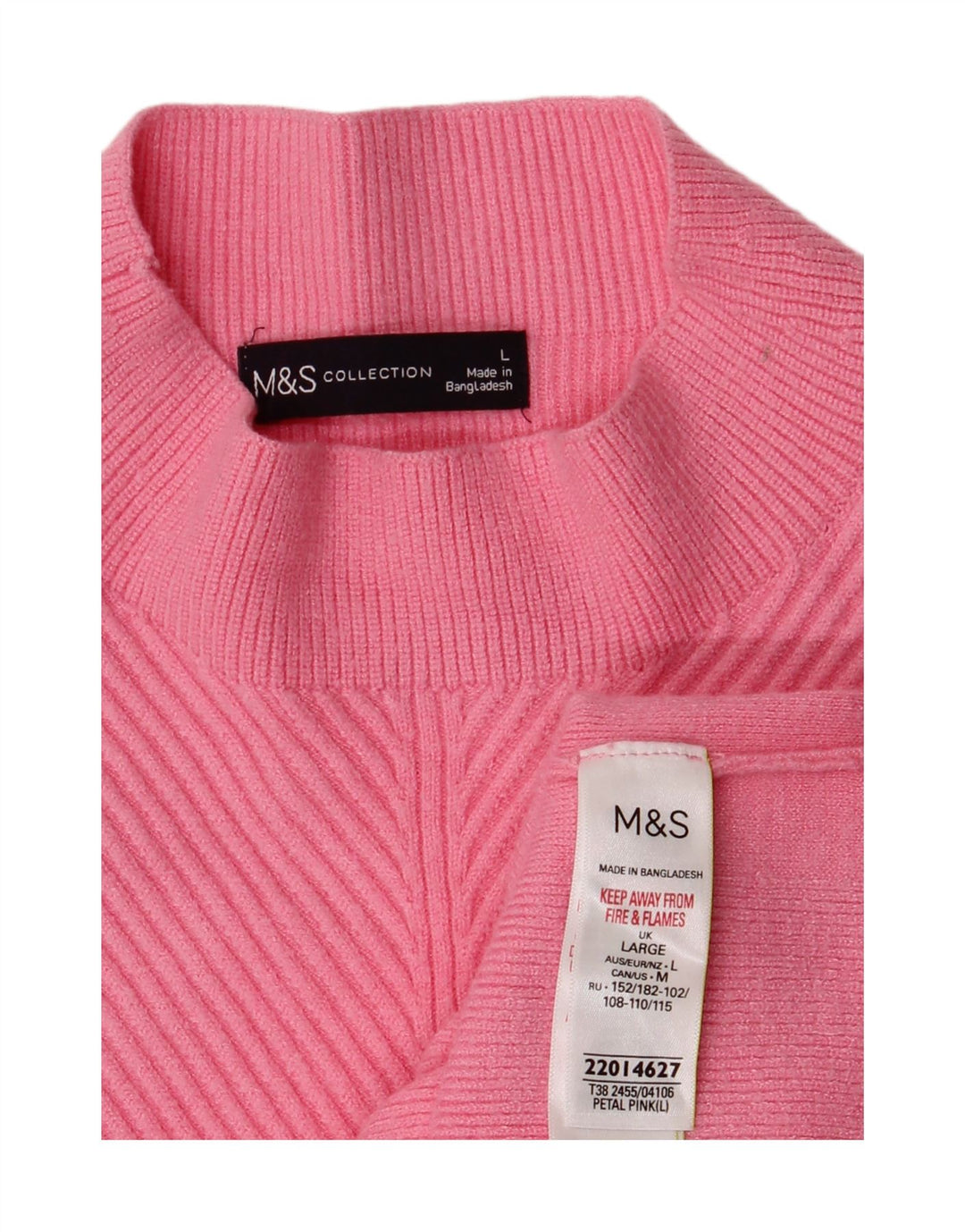 Marks & Spencer Womens Turtle Neck Jumper Sweater UK 16 Large Pink Viscose