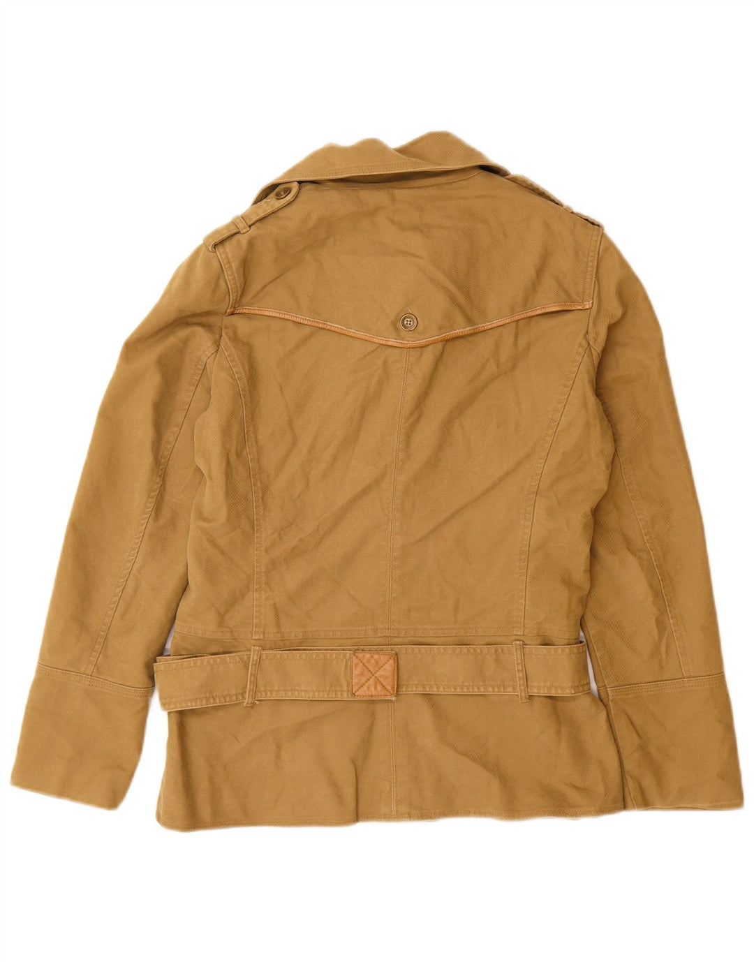 Massimo Dutti Womens Pea Coat UK 14 Medium Beige Cotton