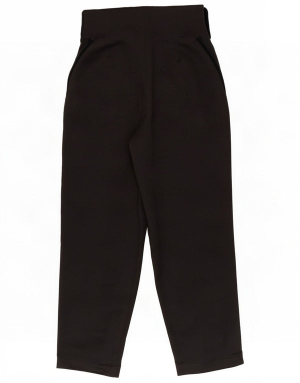 Vintage Womens High Waist Casual Trousers Small W26 L28 Black Colourblock