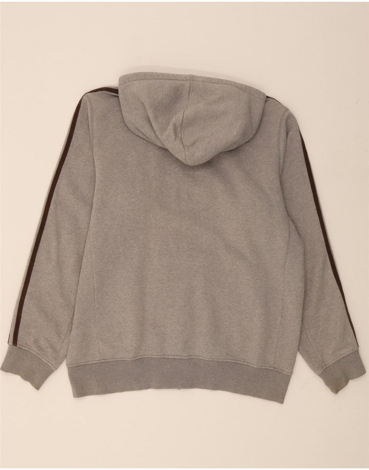 ADIDAS Mens Zip Hoodie Sweater Large Grey Cotton