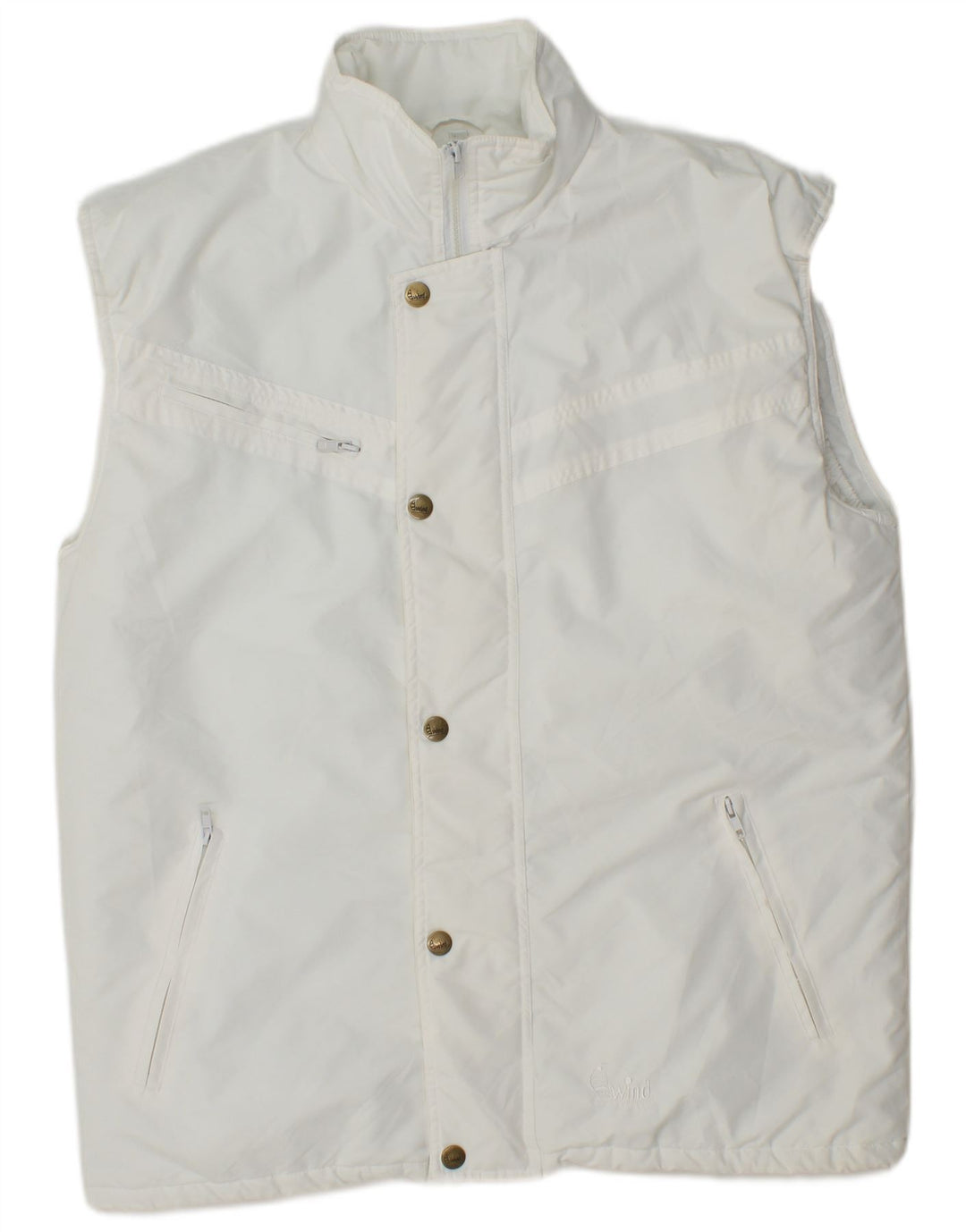 Vintage Mens Padded Gilet UK 36 Small White Polyester