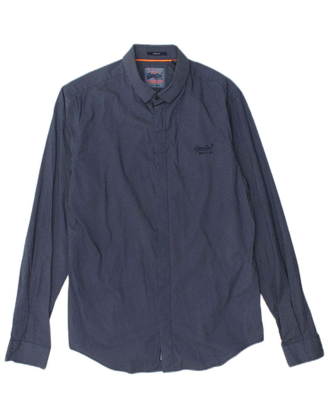 SUPERDRY Mens Slim Fit Shirt Small Navy Blue Spotted Cotton