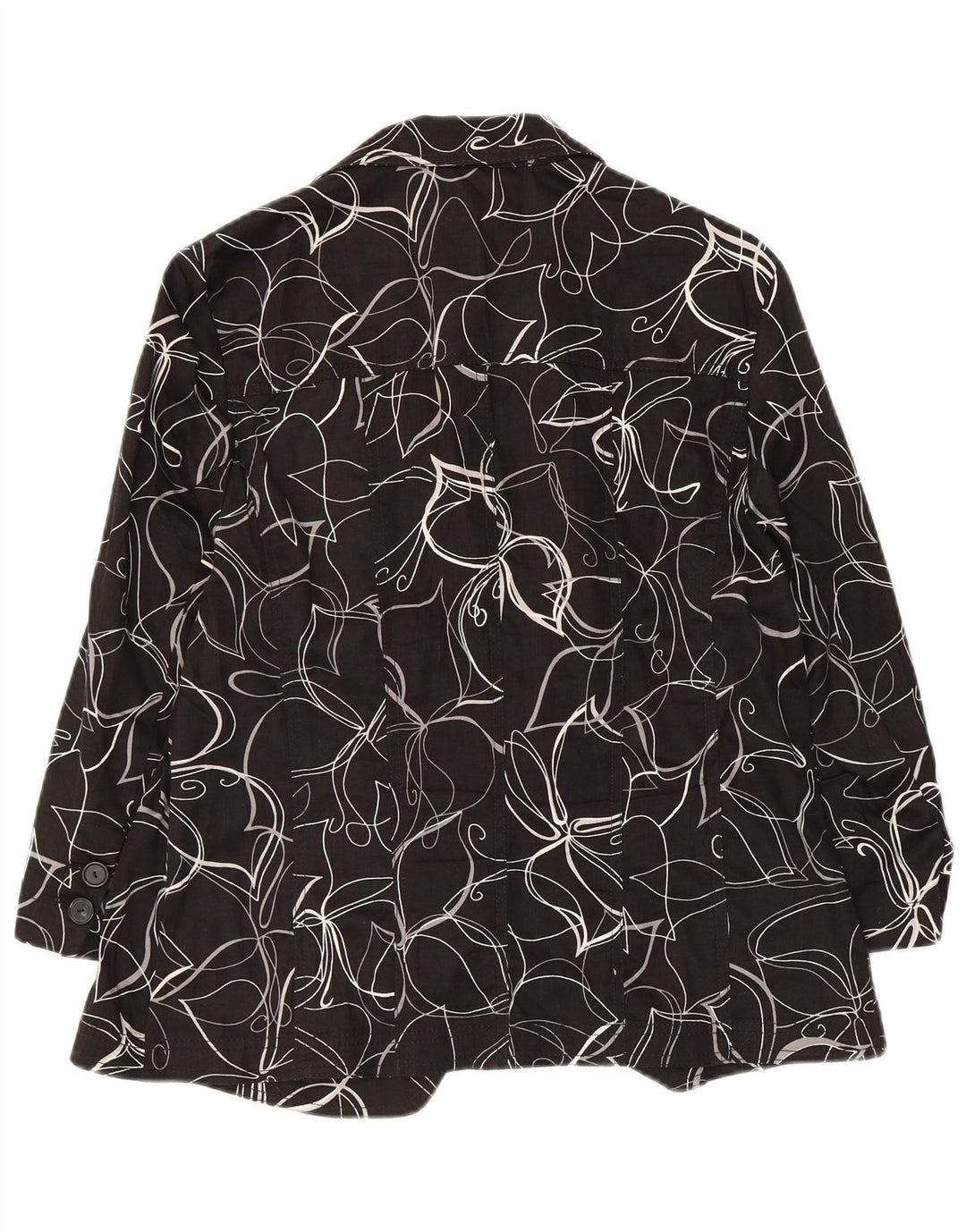 Perte by Krizia Womens 3 Button Blazer Jacket UK 12 Medium Black Floral