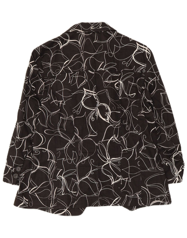 Perte by Krizia Womens 3 Button Blazer Jacket UK 12 Medium Black Floral
