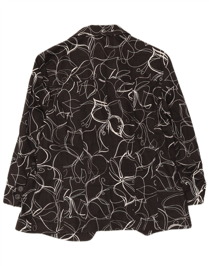 Perte by Krizia Womens 3 Button Blazer Jacket UK 12 Medium Black Floral