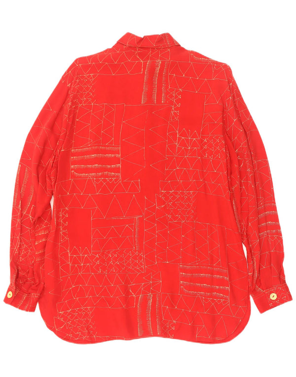 Divina Womens Shirt Blouse EU 38 Medium Red Geometric Cupro