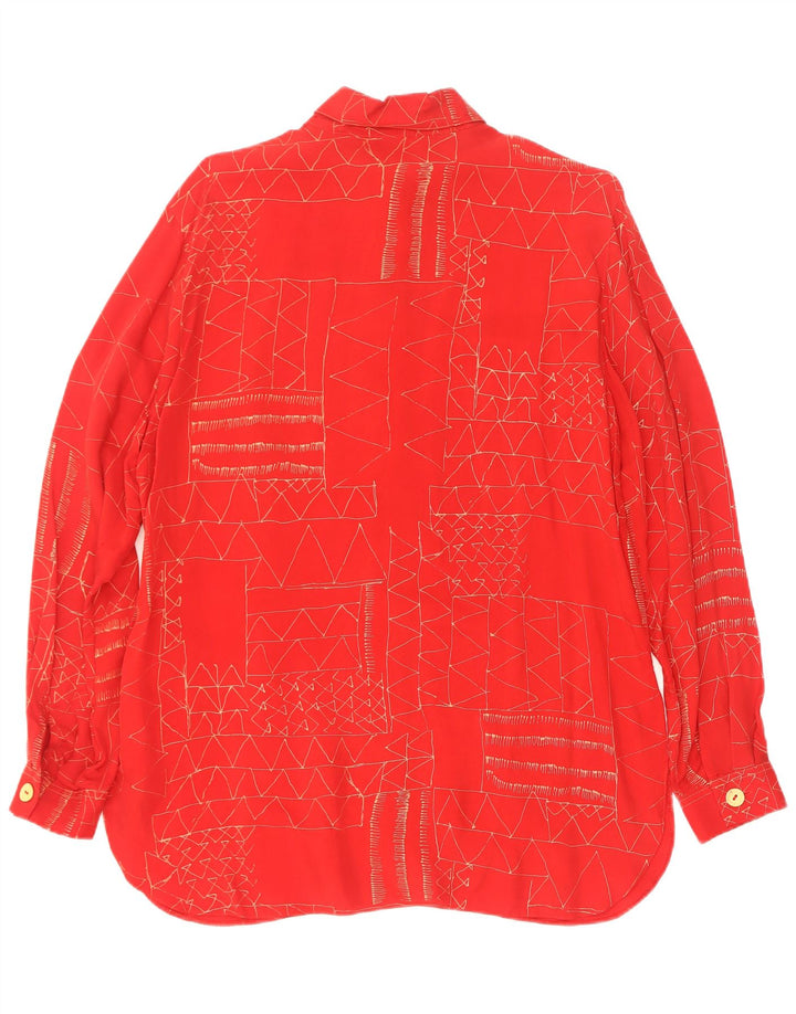 Divina Womens Shirt Blouse EU 38 Medium Red Geometric Cupro
